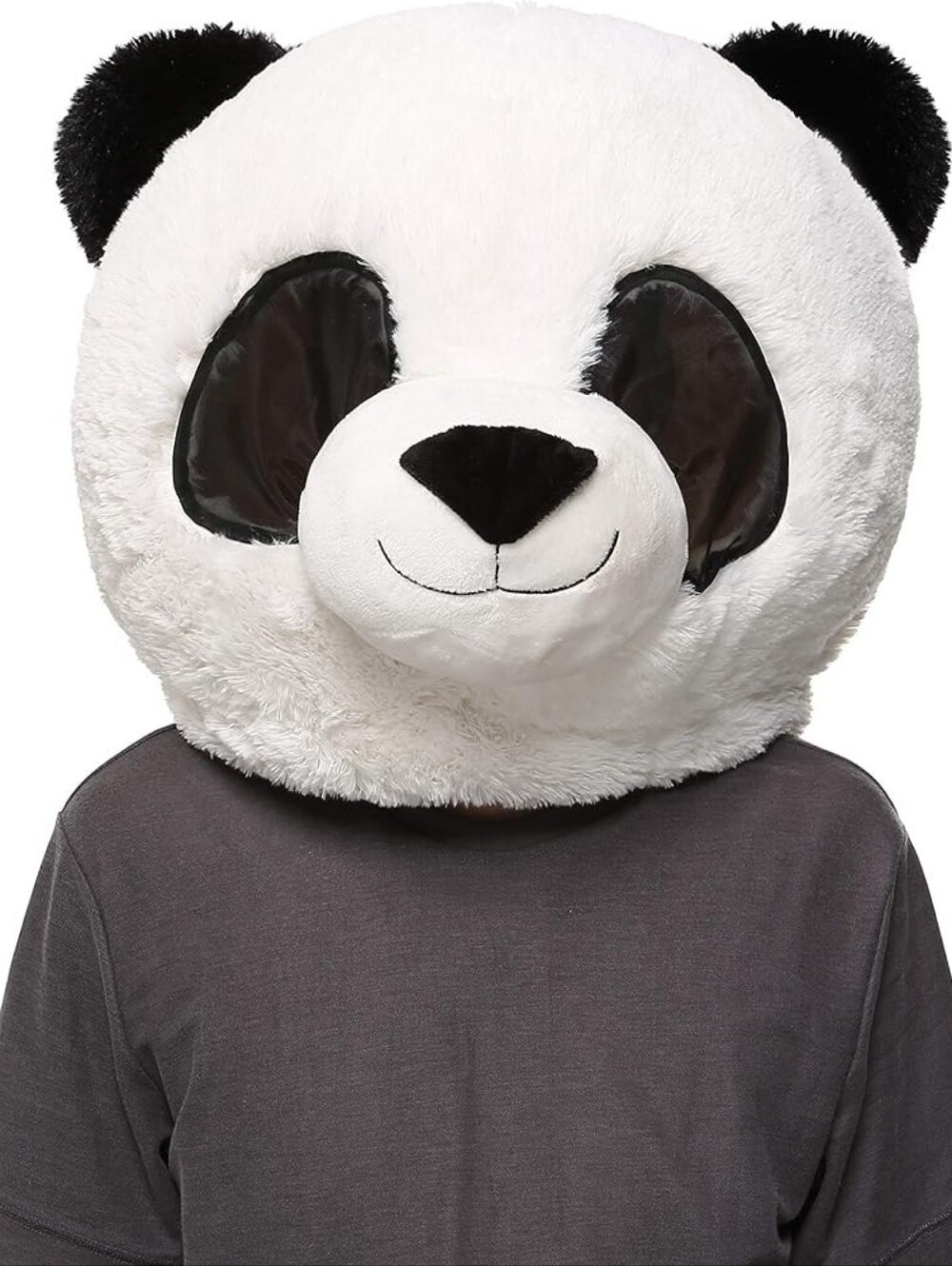 Plush Panda Head Costume for Adults - White and Black
